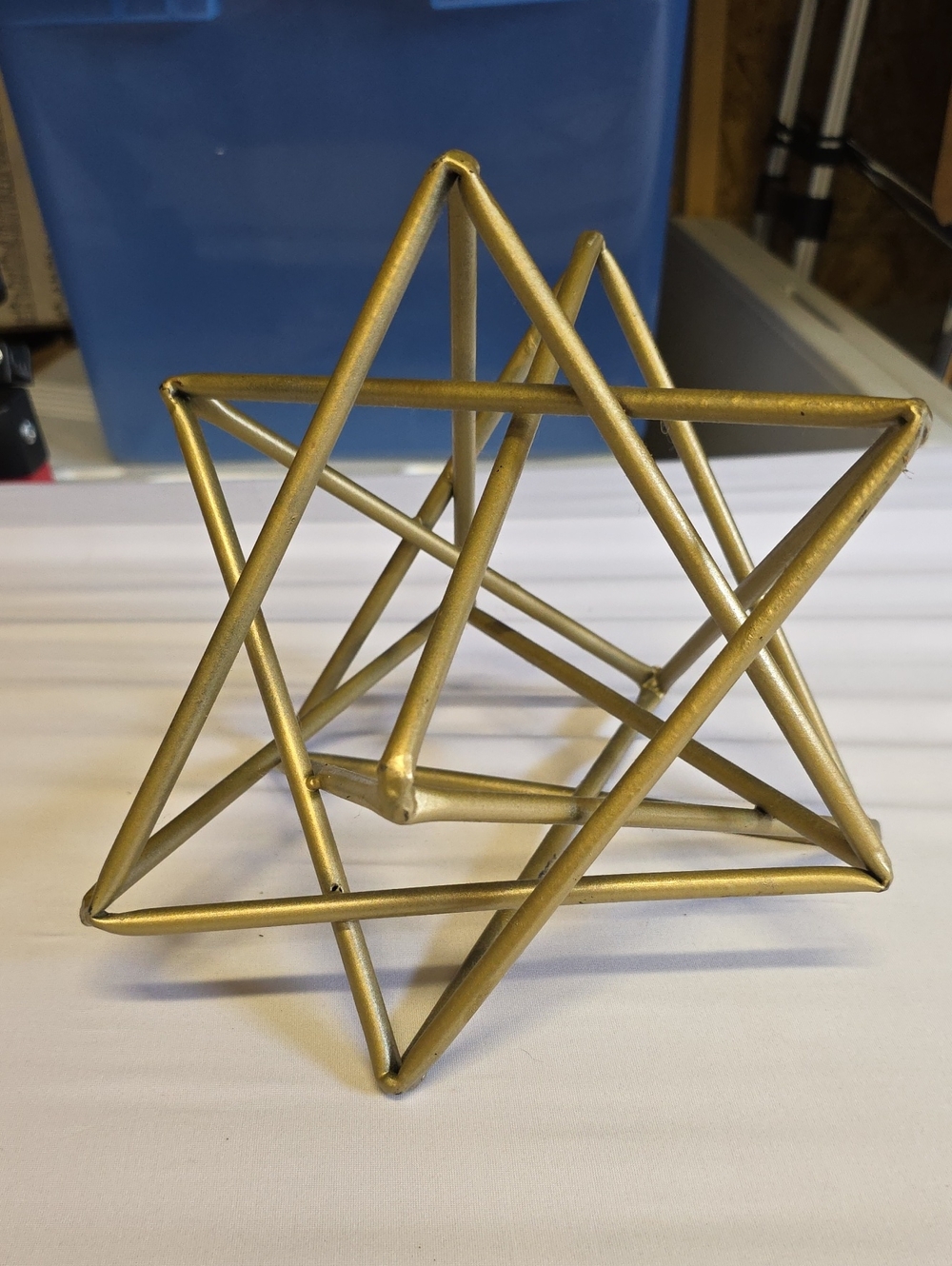 Geometric Metal Star Sculpture - Gold